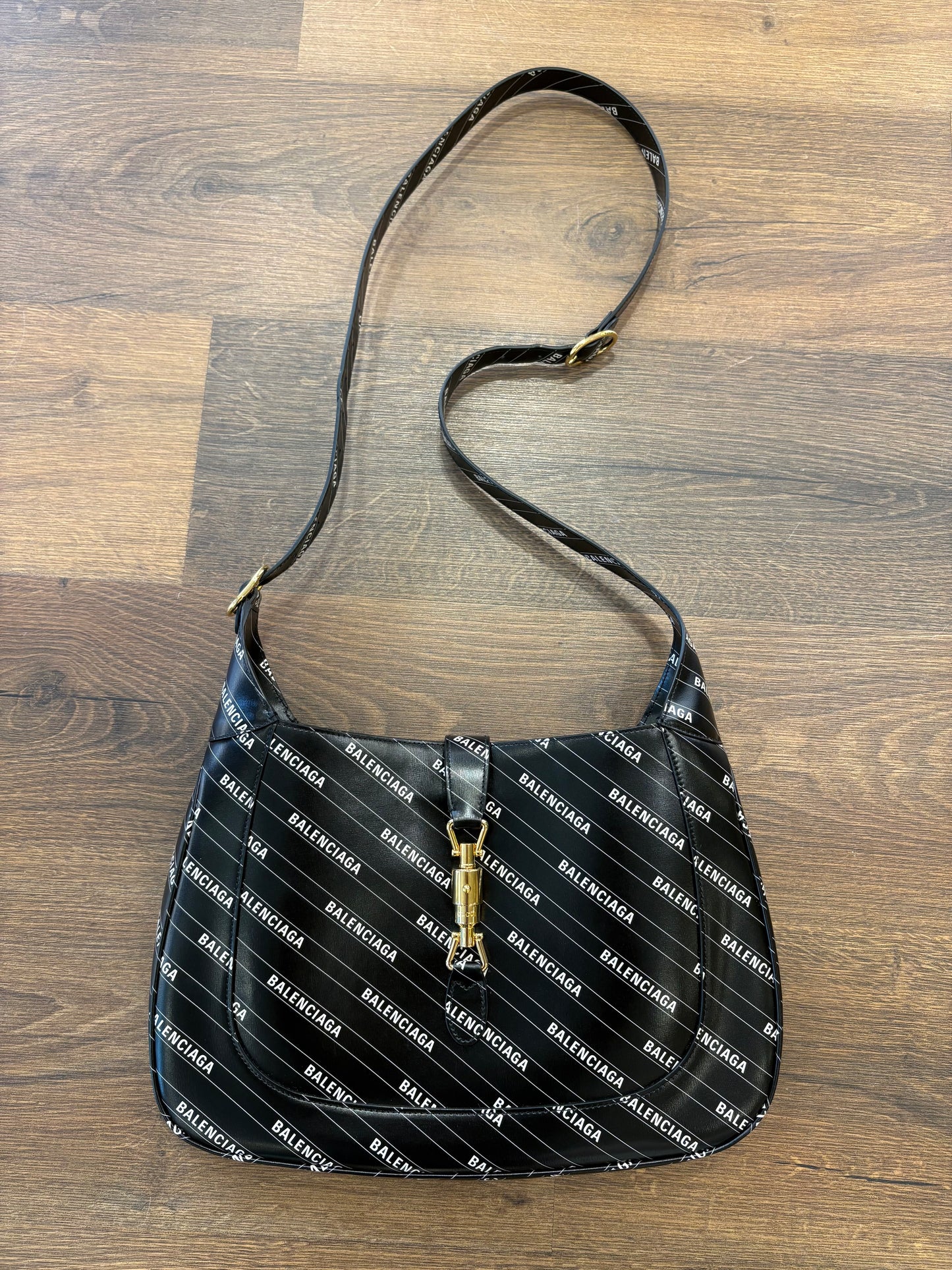 Borsa hobo media Gucci x Balenciaga "The Hacker Project" Jackie 1961 in pelle nera