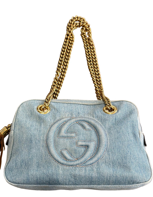 Gucci Soho Bag in denim e nappina pelle