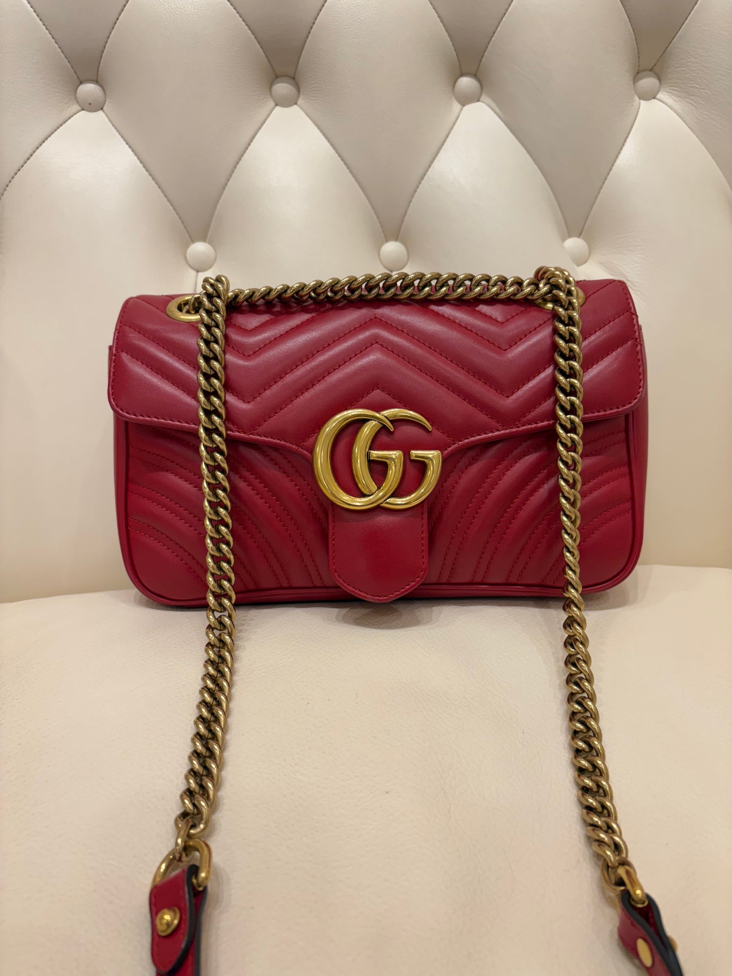 Gucci borsa a spalla GG Marmont pelle rossa