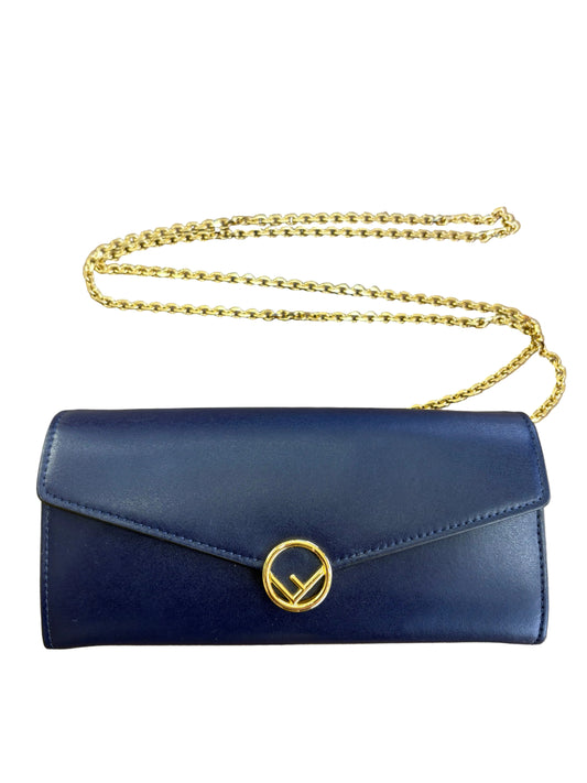 Borsa Fendi Wallet on Chain "F is Fendi" in Pelle Navy. Nuova