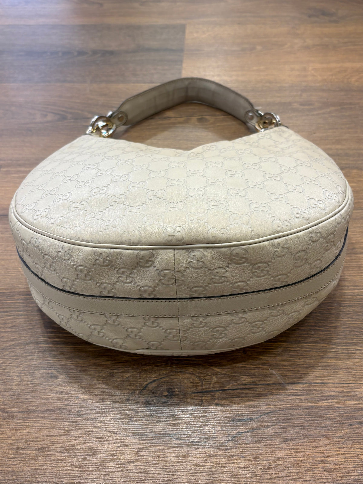 Gucci Borsa Spalla Twins Hobo in Pelle Guccissima Medium Bianco Avorio