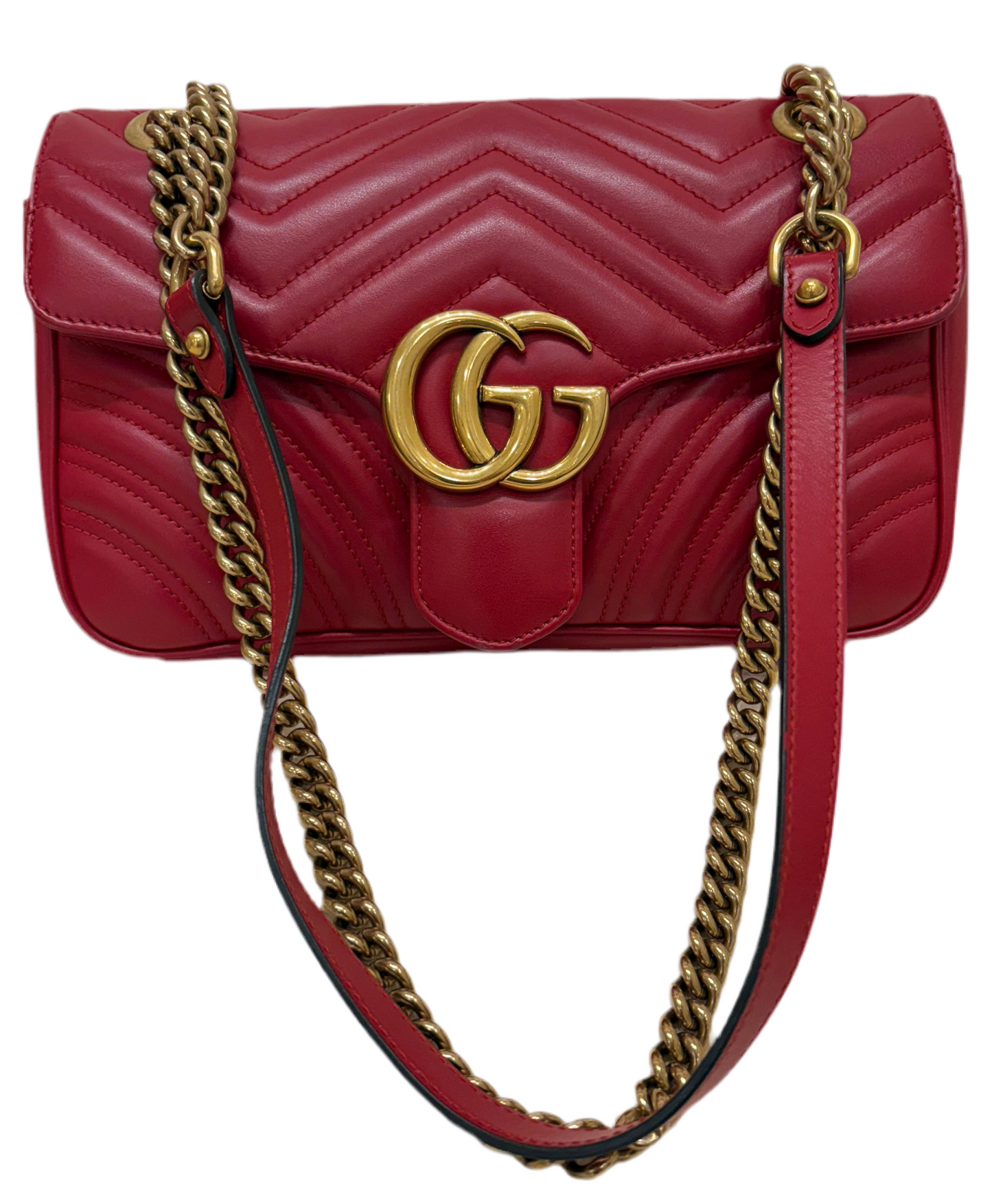 Gucci borsa a spalla GG Marmont pelle rossa