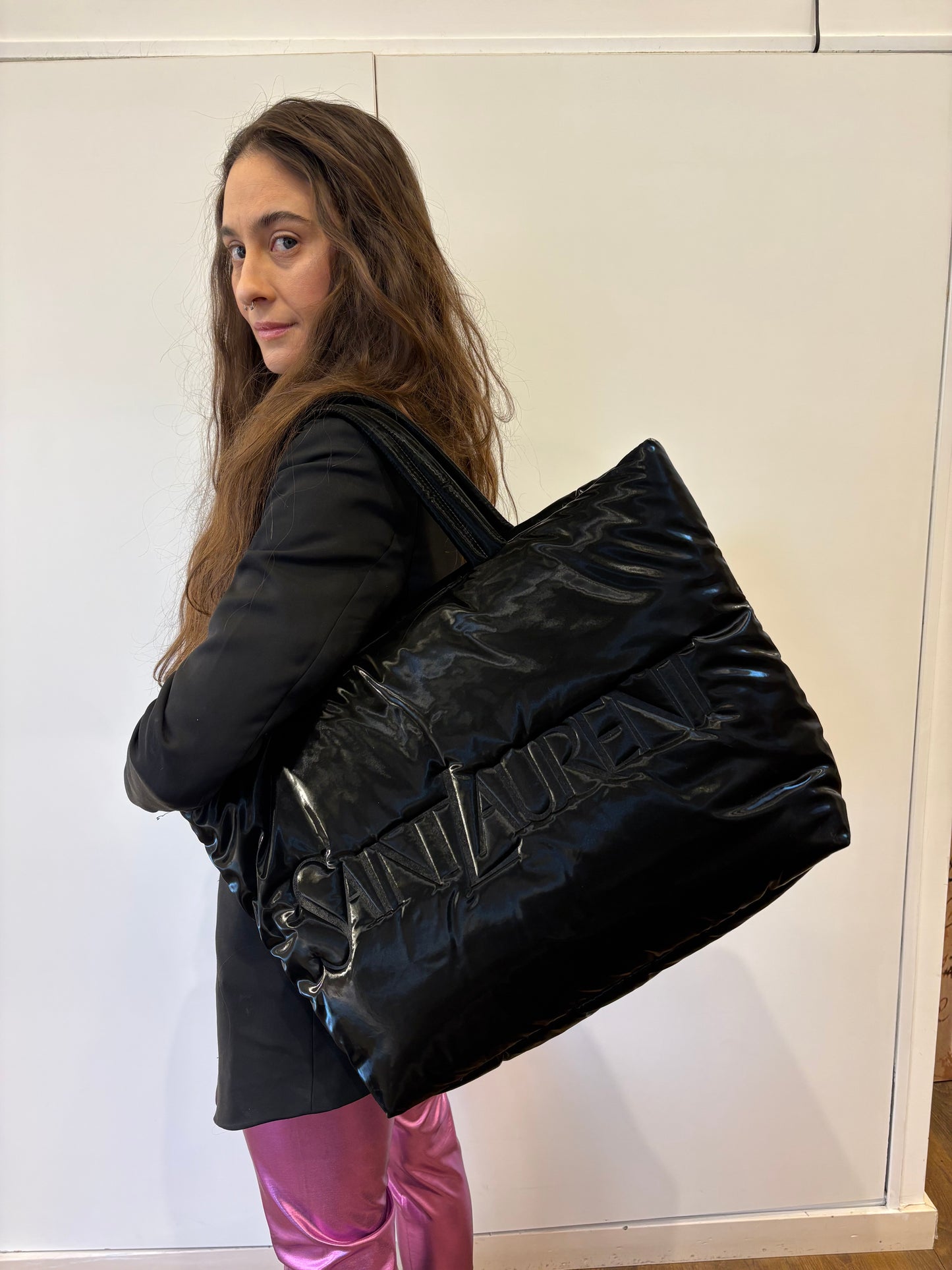 Saint Laurent shopper bag in silktech" trapuntato