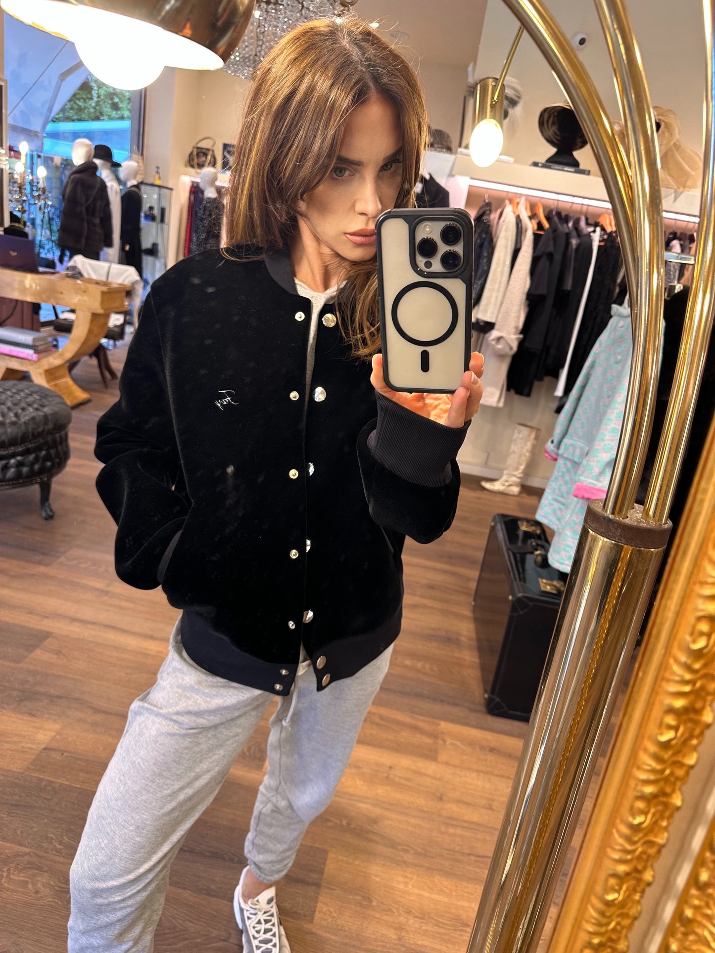 Fay giacca bomber  in velluto  nero interno felpa