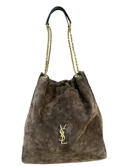 Saint  Laurent Borsa Jamie 4.3 Shopping Grande in Suede  Golden Leaf (Fango / Tortora)