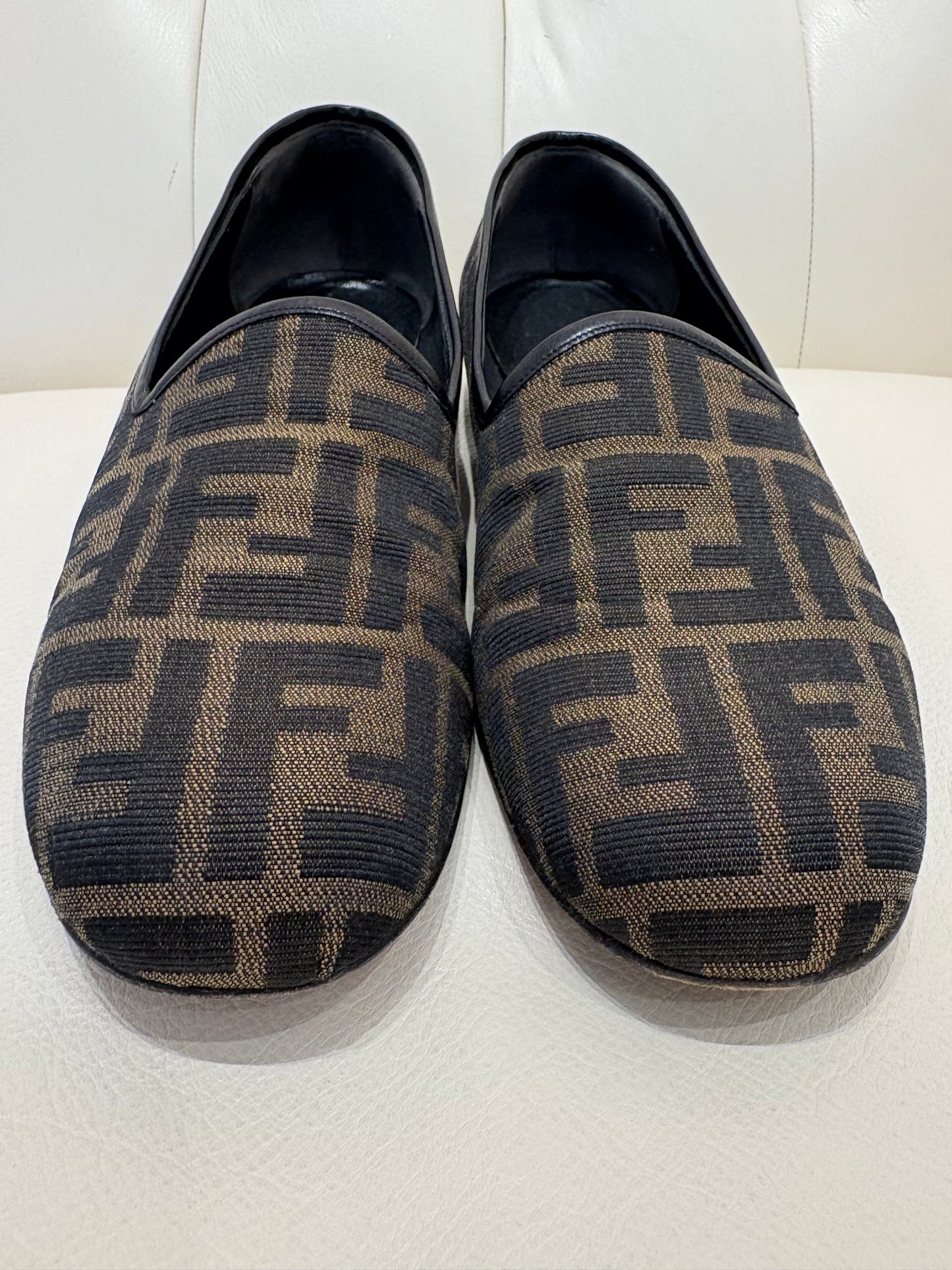 Fendi mocassini in tela monogram 38