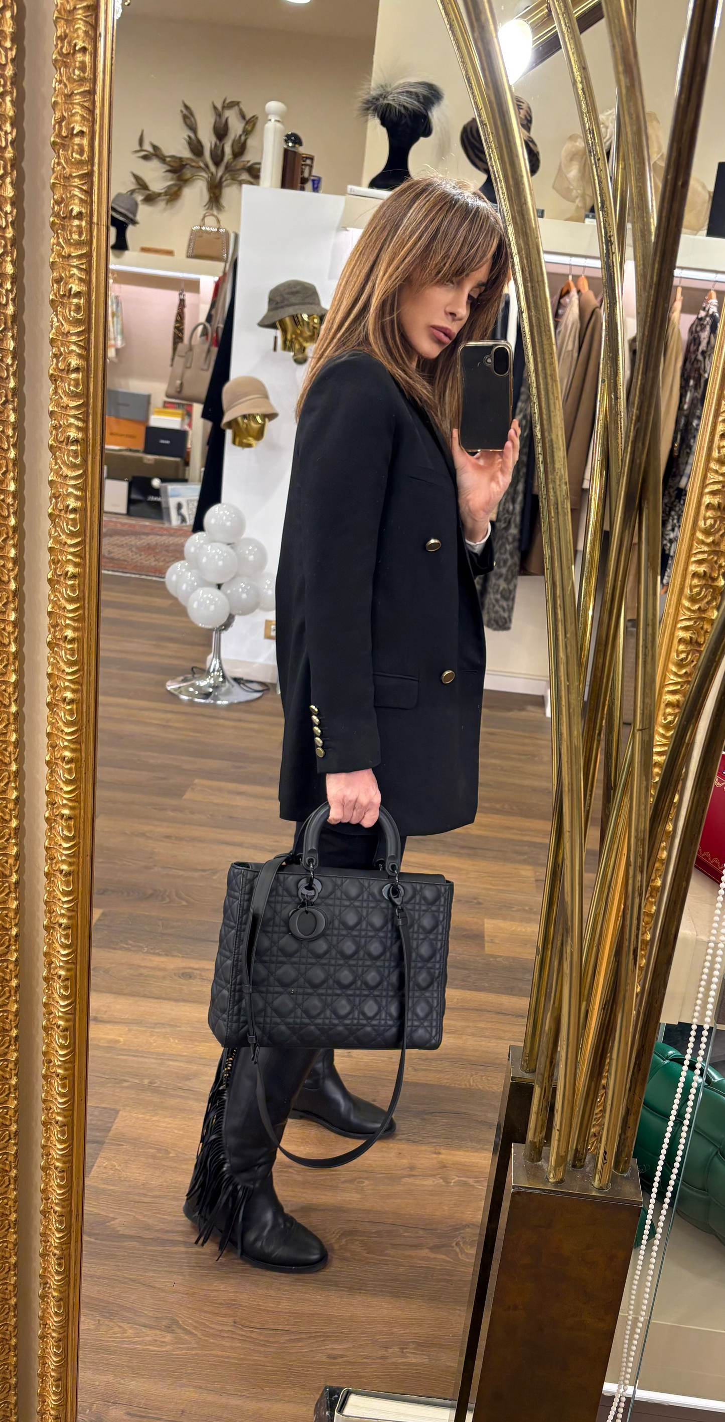 Lady Dior large in pelle ultra opaca cannage nero