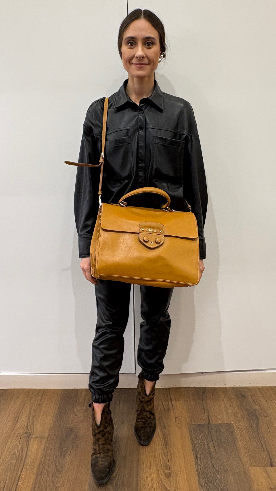 Prada borsa in pelle caramel