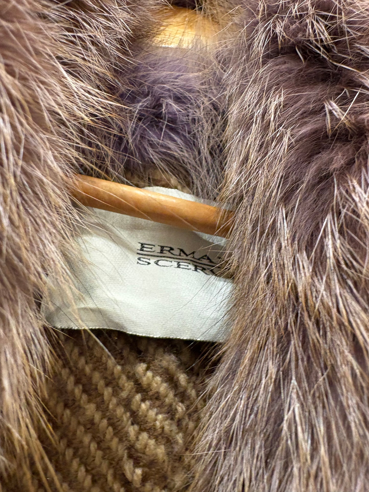 Ermanno Scervino cappotto spinato e volpe viola mélange