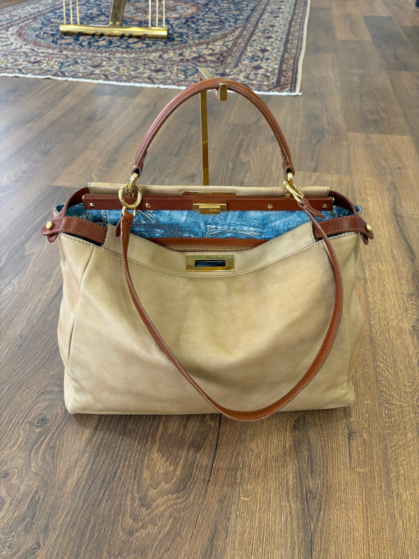Fendi Peekaboo Large con Interno Denim Print
