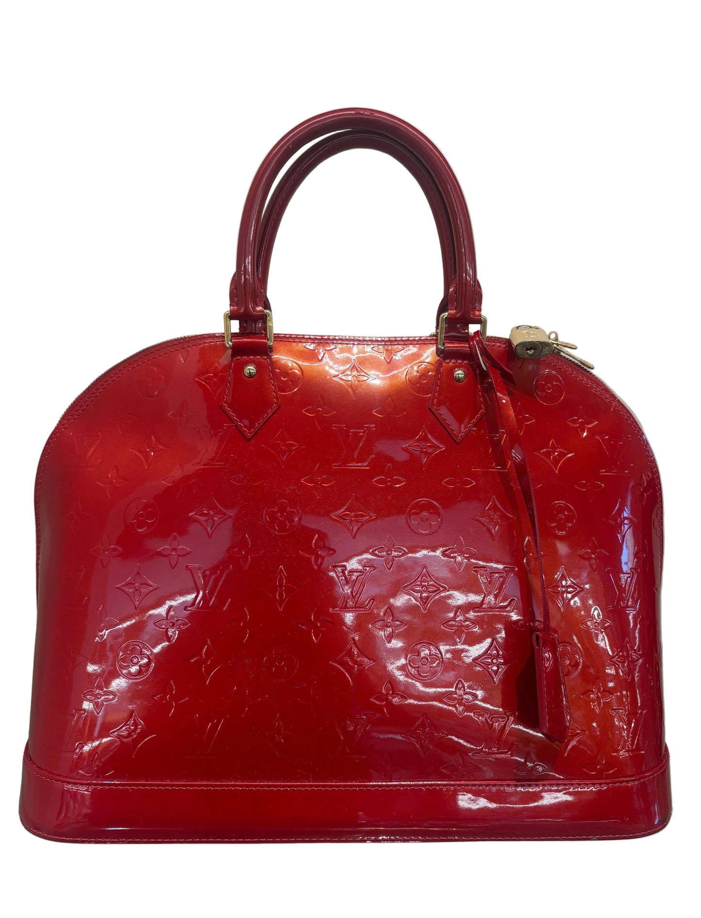 Louis Vuitton Borsa Alma GM in Pelle Monogram Vernis Rosso Fuoco