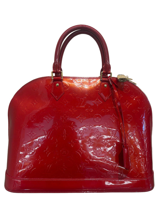 Louis Vuitton Borsa Alma GM in Pelle Monogram Vernis Rosso Fuoco