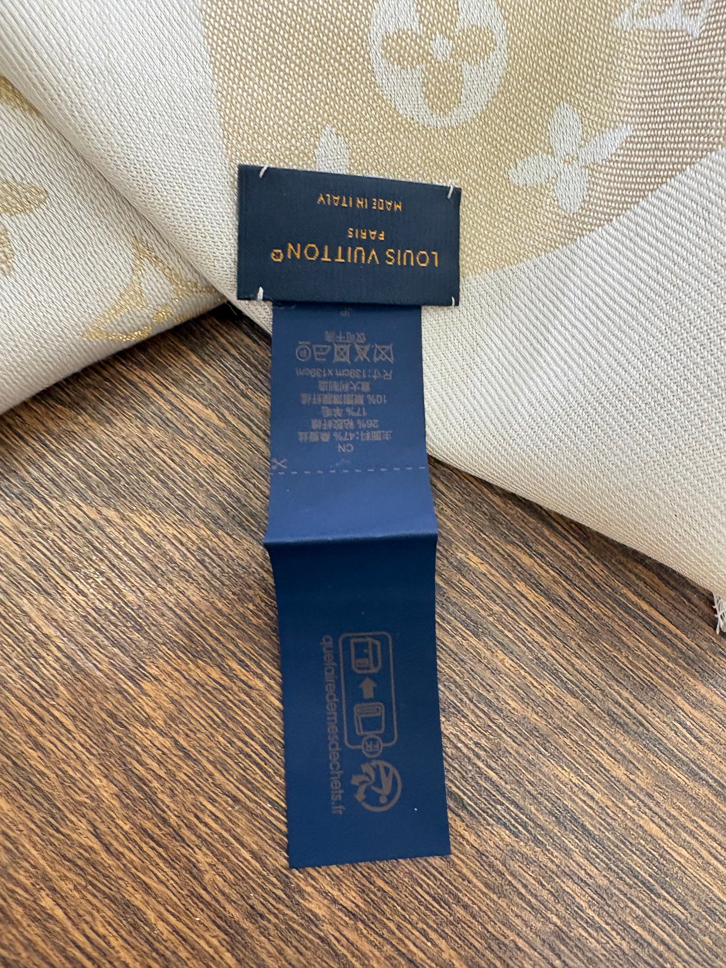 Louis Vuitton scialle Shine avorio / beige metallizzato