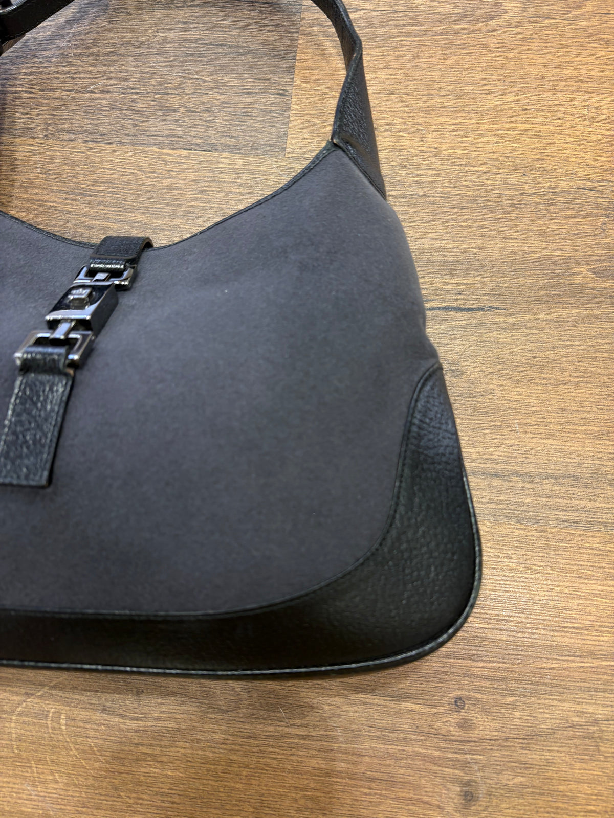 Gucci Jackie ( Tom Ford ) 1999 velluto antracite e pelle nera