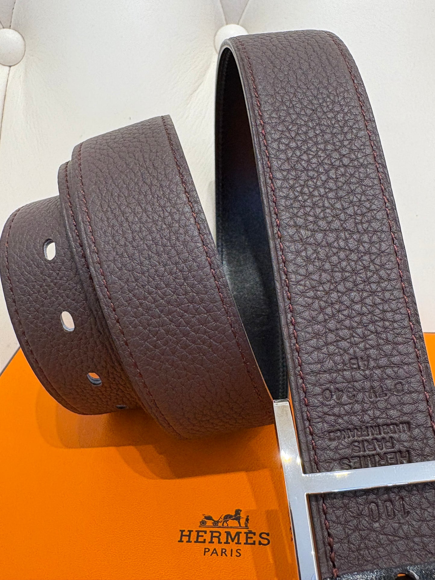 Hermès cintura uomo reversibile mis 100