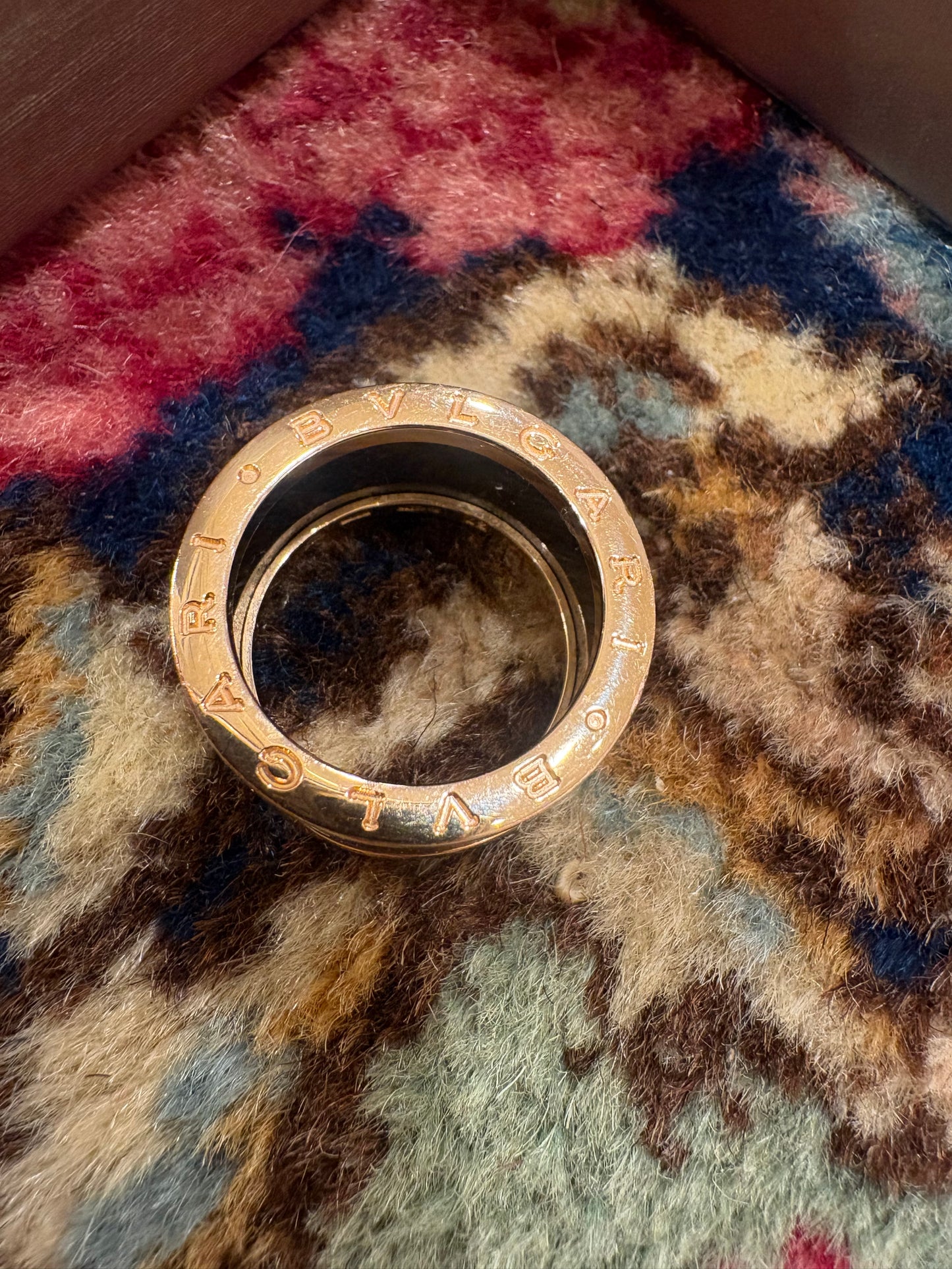 Bvlgari B.zero 1 anello in oro rosa e ceramica brown