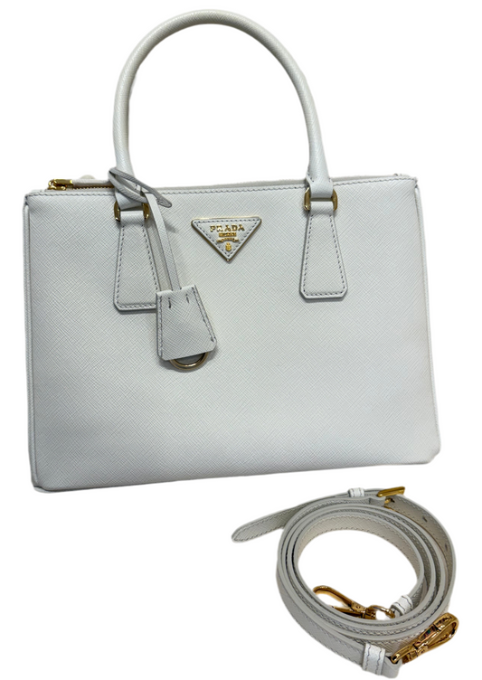 Prada borsa Galleria pelle saffiano bianco nuova