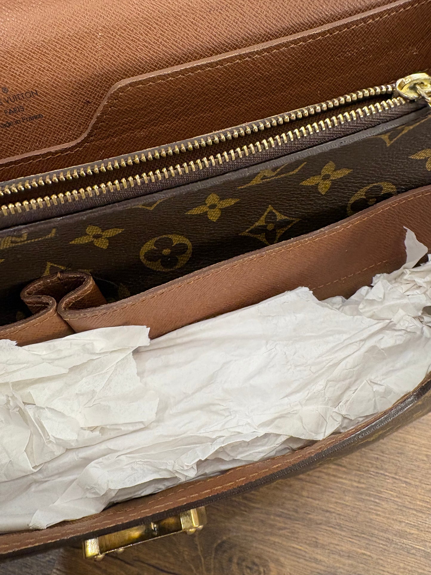 Louis Vuitton cartella Laguito vintage in tela Monogram con manico e finiture in pelle naturale