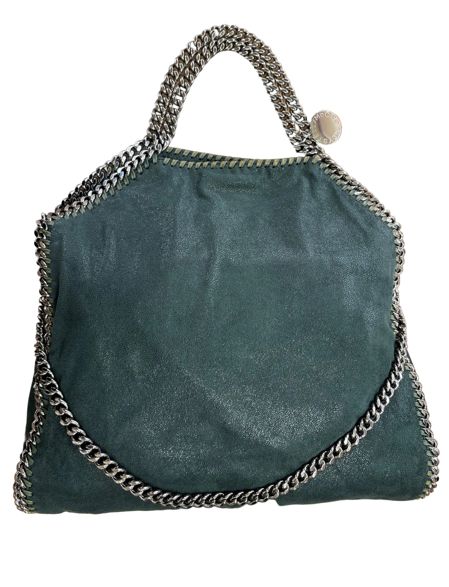 Stella McCartney Falabella in pelle vegana verde con finiture color argento
