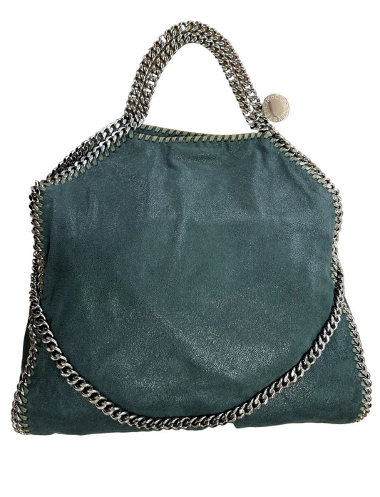 Stella McCartney Falabella in pelle vegana verde con finiture color argento