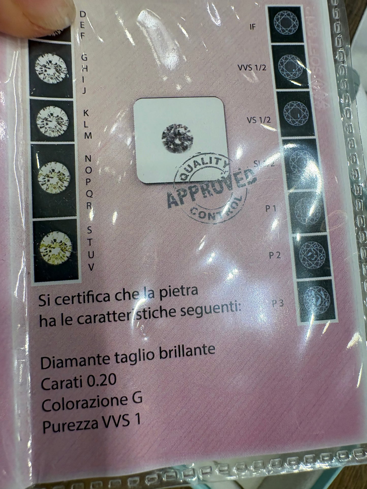 Diamante 0.20 bilaterali certificato gemmologico