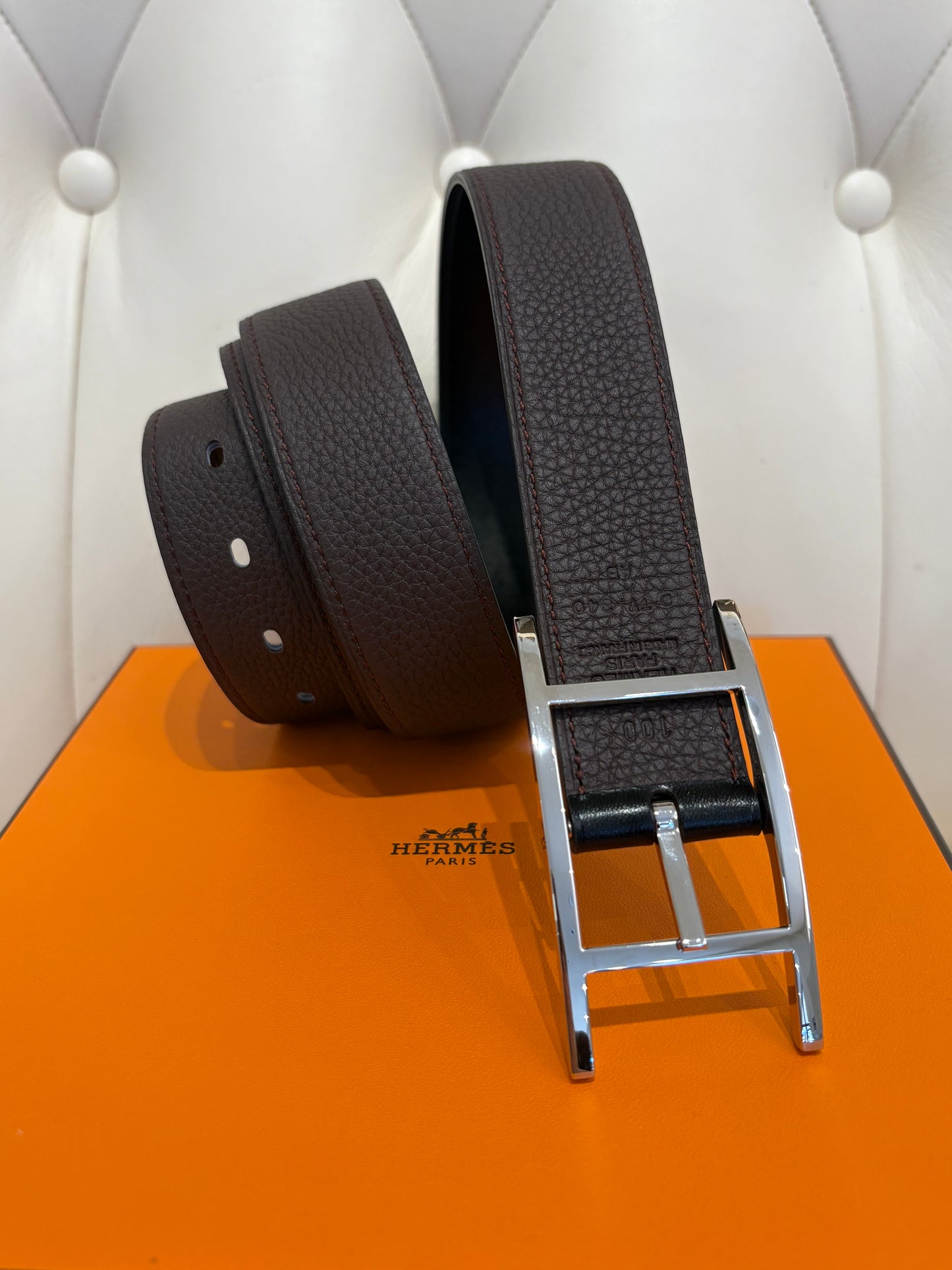 Hermès cintura uomo reversibile mis 100