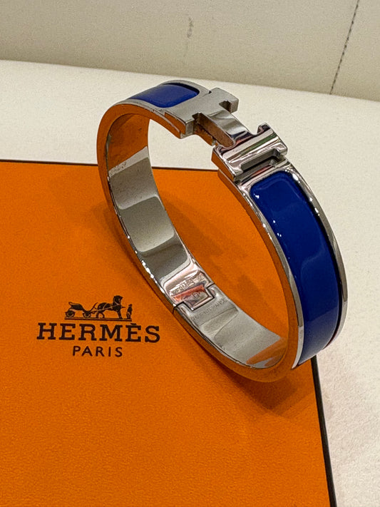 Hermès bracciale Clic H smalto bluette