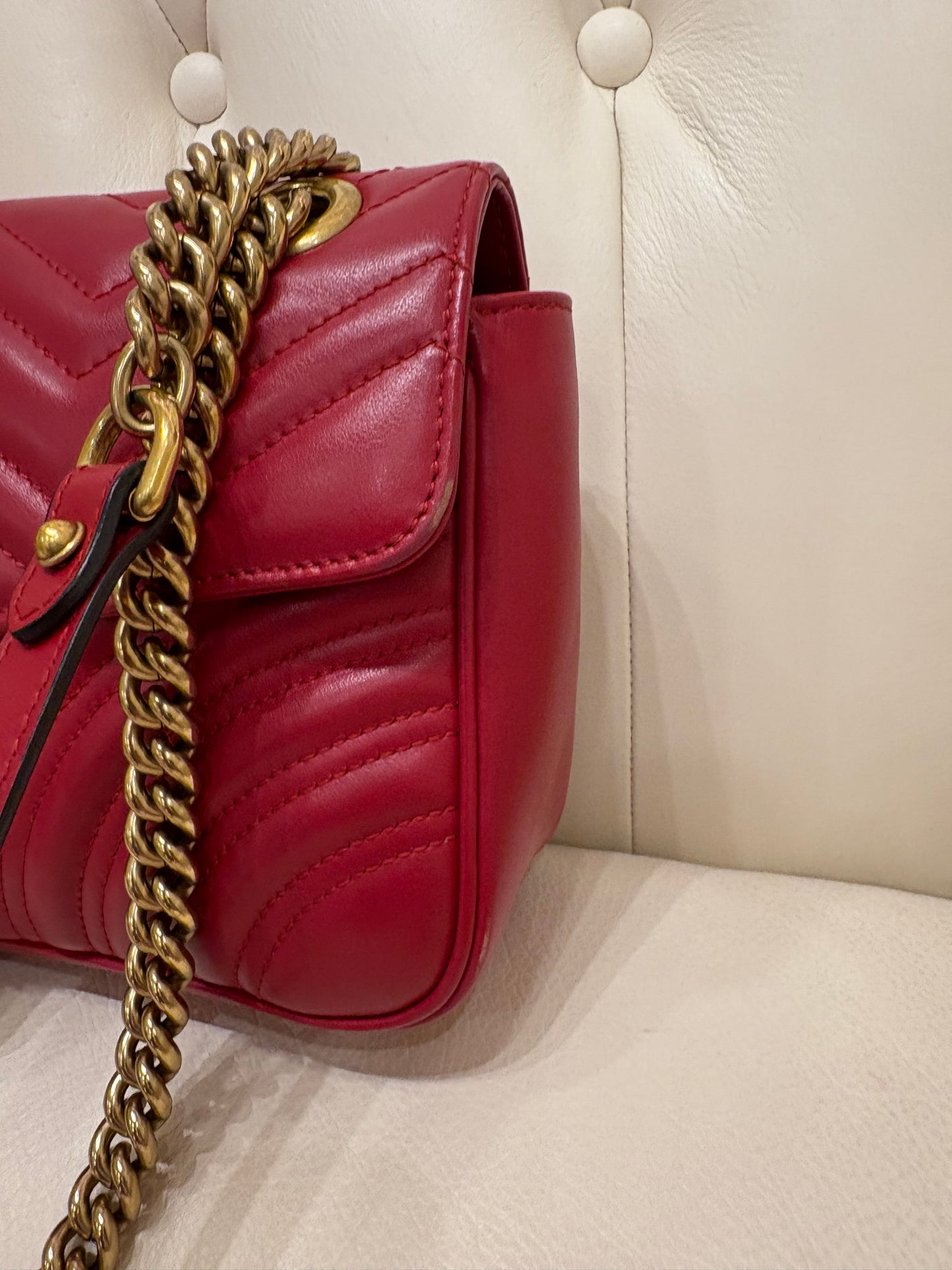 Gucci borsa a spalla GG Marmont pelle rossa