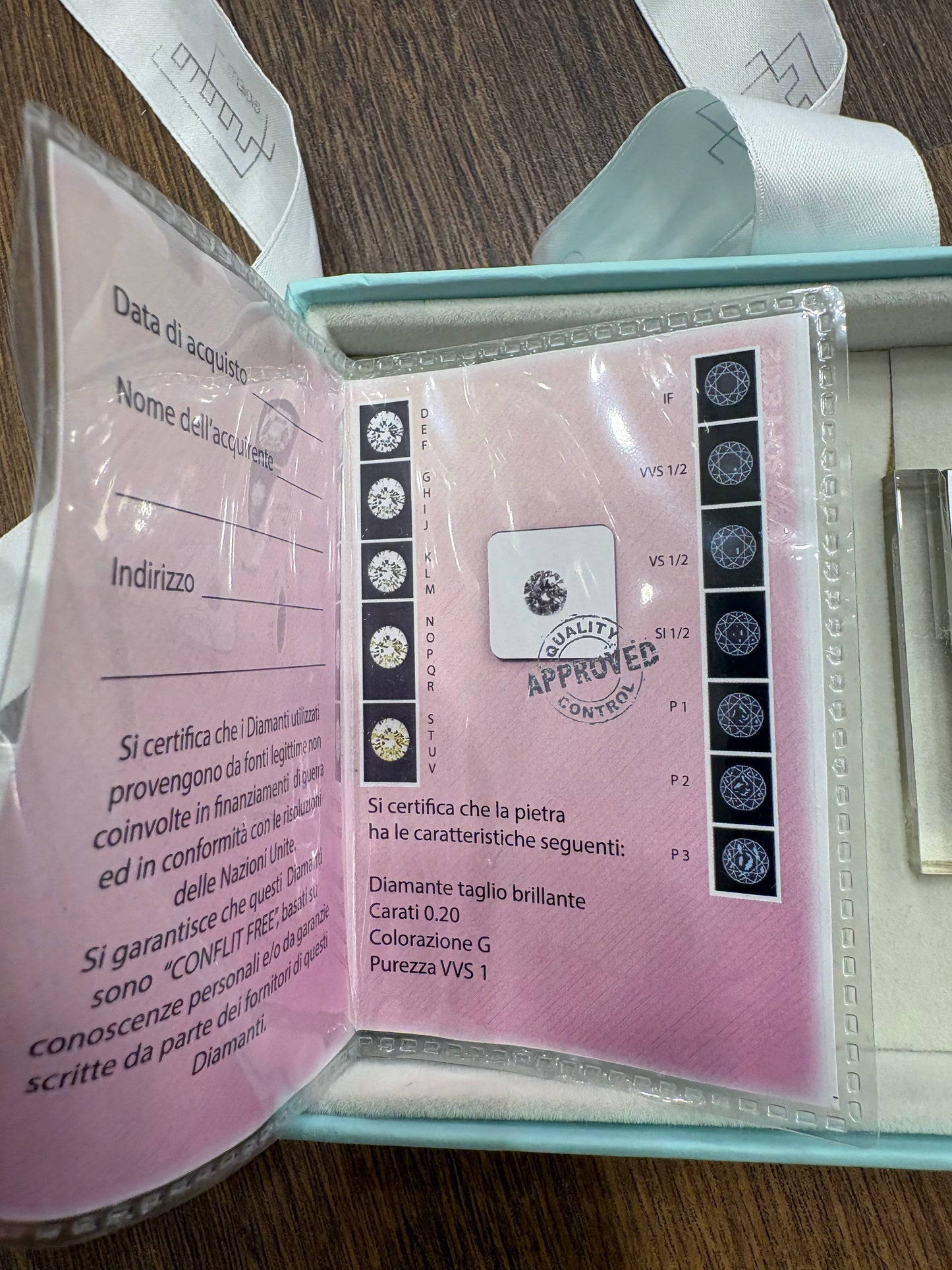Diamante 0.20 bilaterali certificato gemmologico