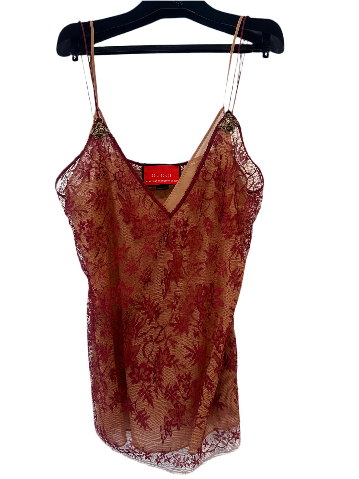 Gucci top in pizzo doppio ( seta ) con ricami