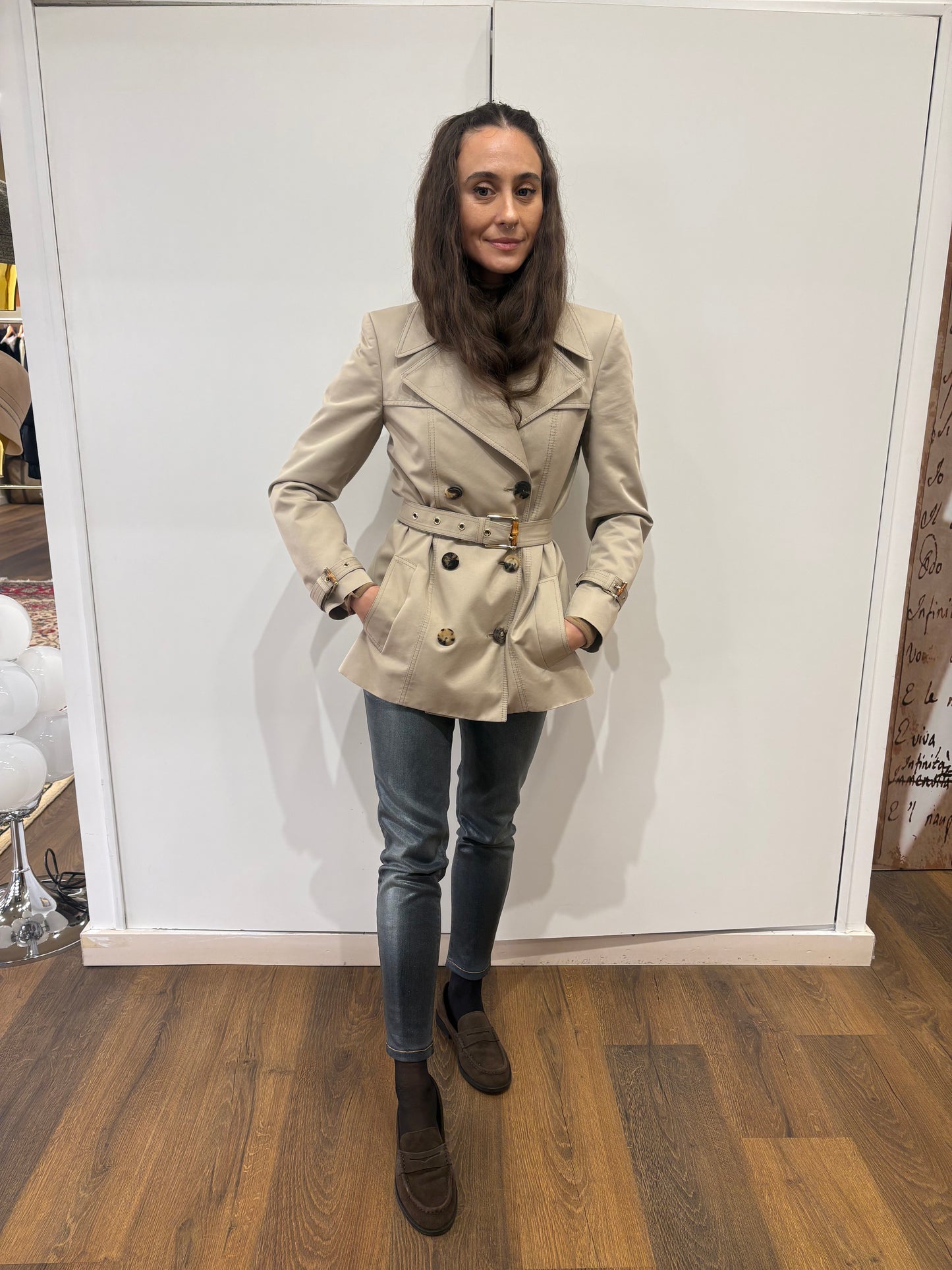 Gucci trench sfoderato S dettagli bamboo