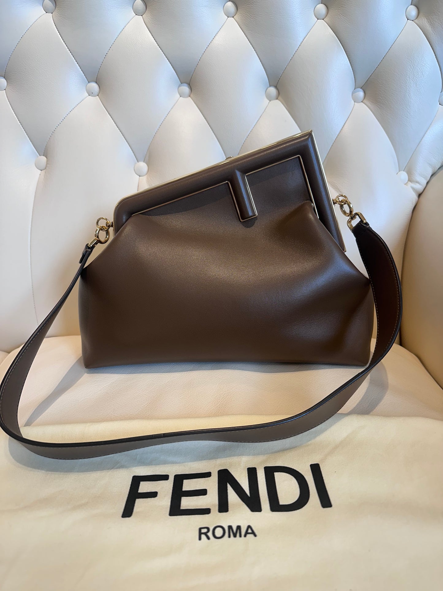 FENDI First media in pelle tortora