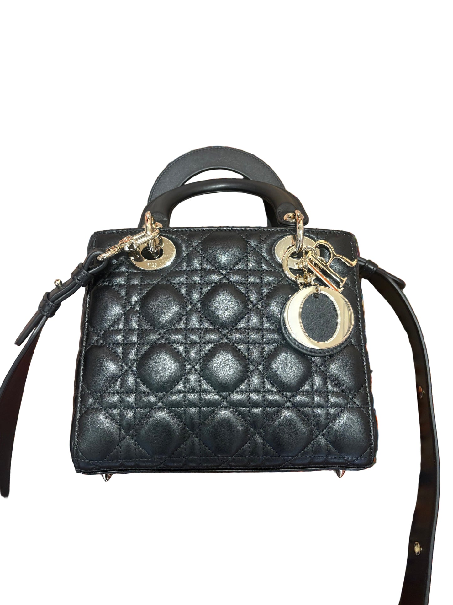Lady Dior misura small  in agnello cannage nero