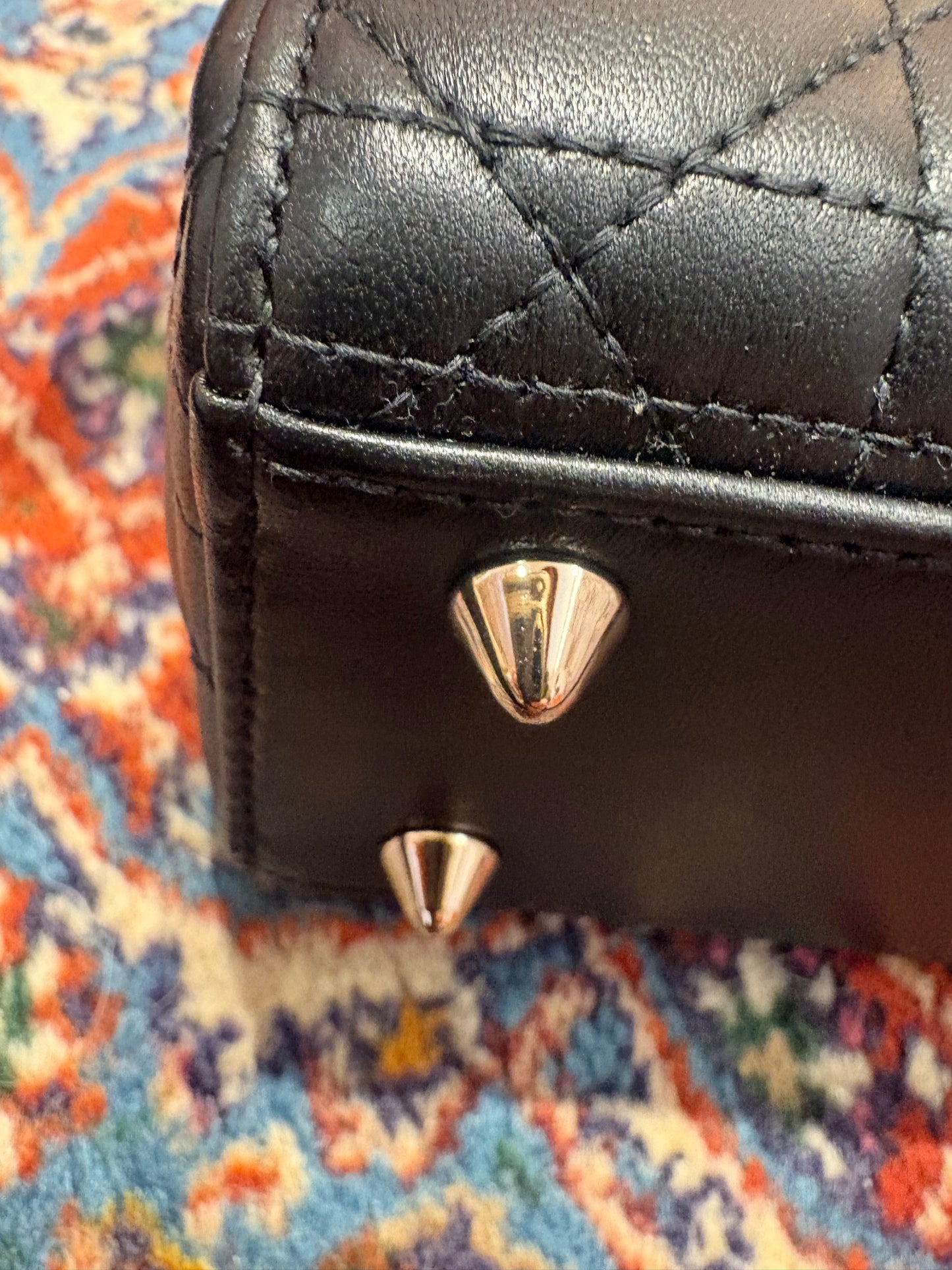 Lady Dior misura small  in agnello cannage nero