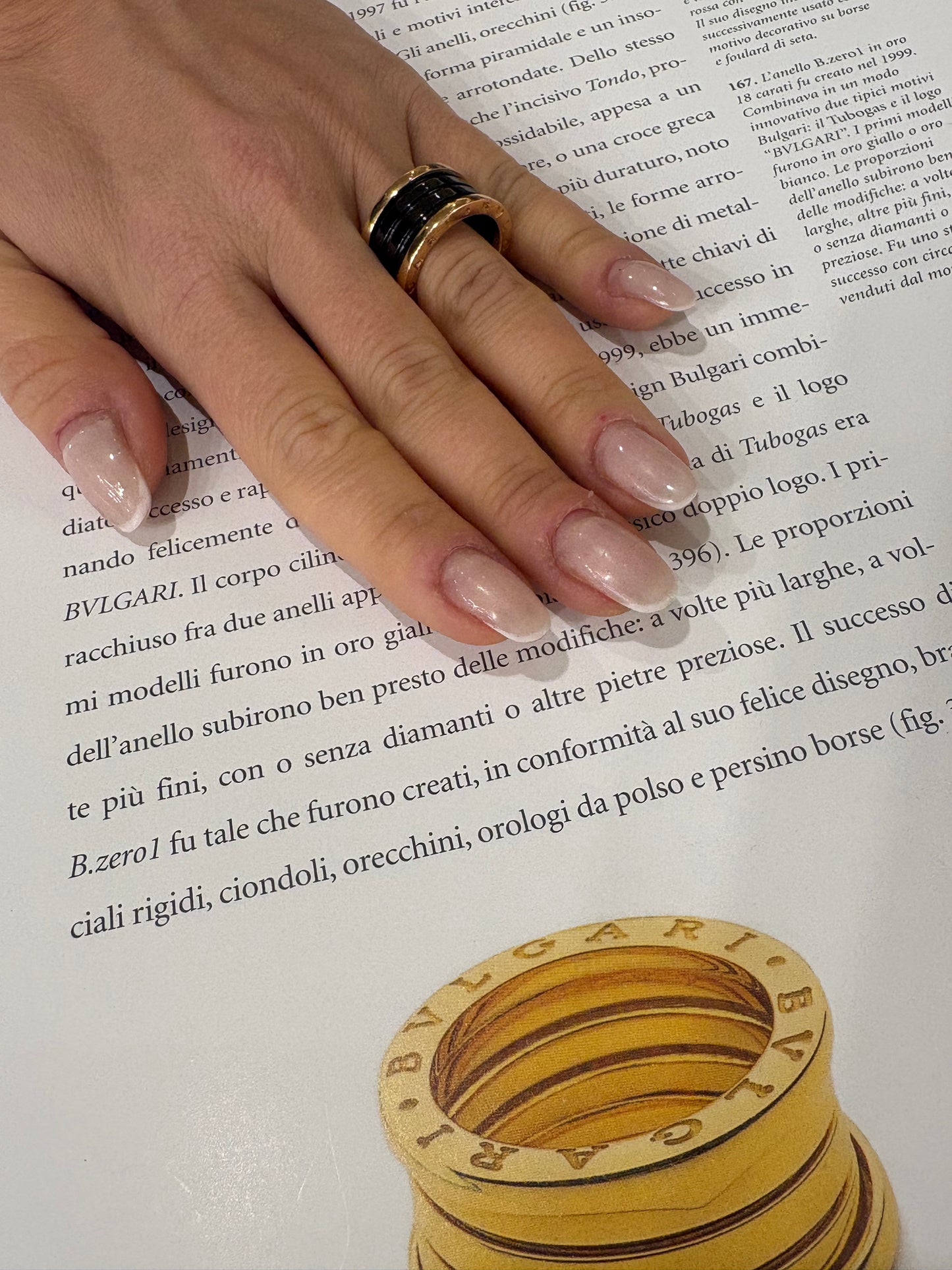 Bvlgari B.zero 1 anello in oro rosa e ceramica brown