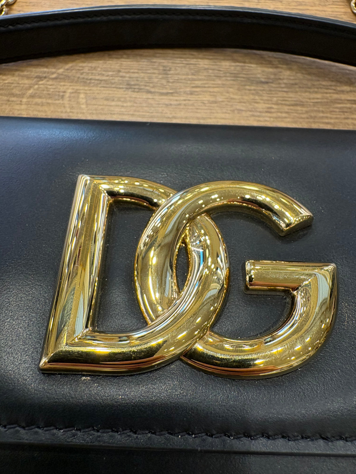 Dolce & Gabbana borsa 3.5 in pelle nera con catena . Nuova
