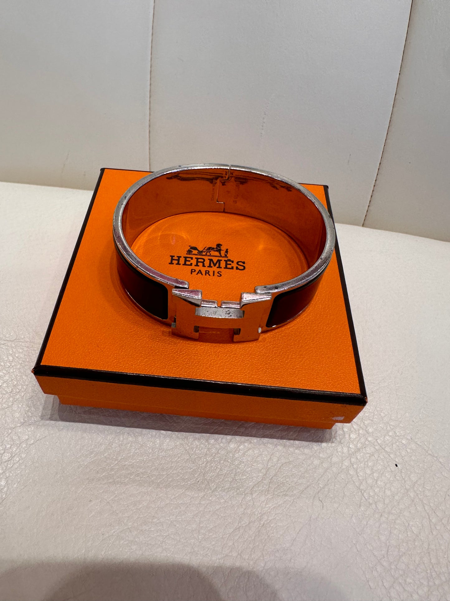 Hermès bracciale Clic Clac H  silver -smalto nero