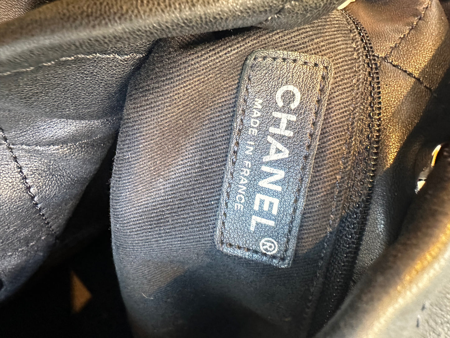 Chanel tote bag agnello nero metallo silver