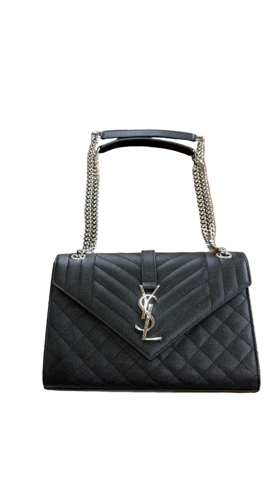 Ysl Envelope media nera metallo  silver
