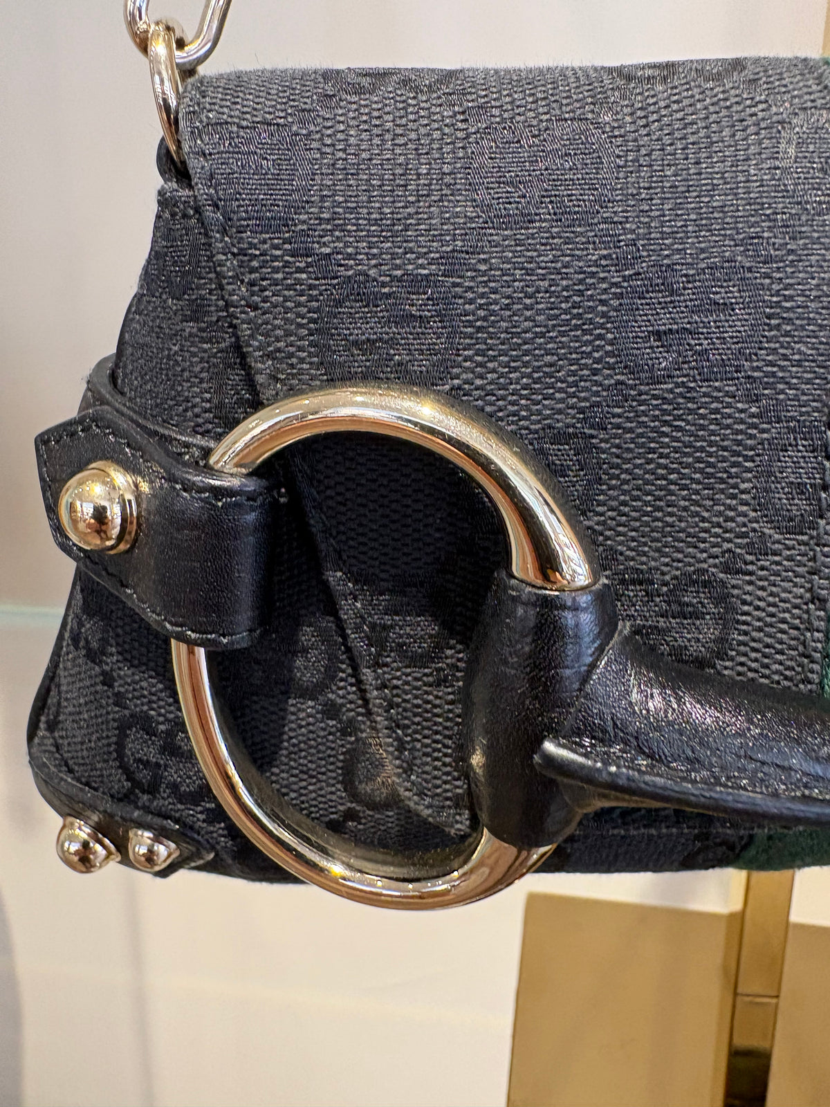 Gucci Borsa a Spalla Gucci Horsebit Chain Clutch in Tela GG Monogram e Nastro Web ( Tom Ford 2004)