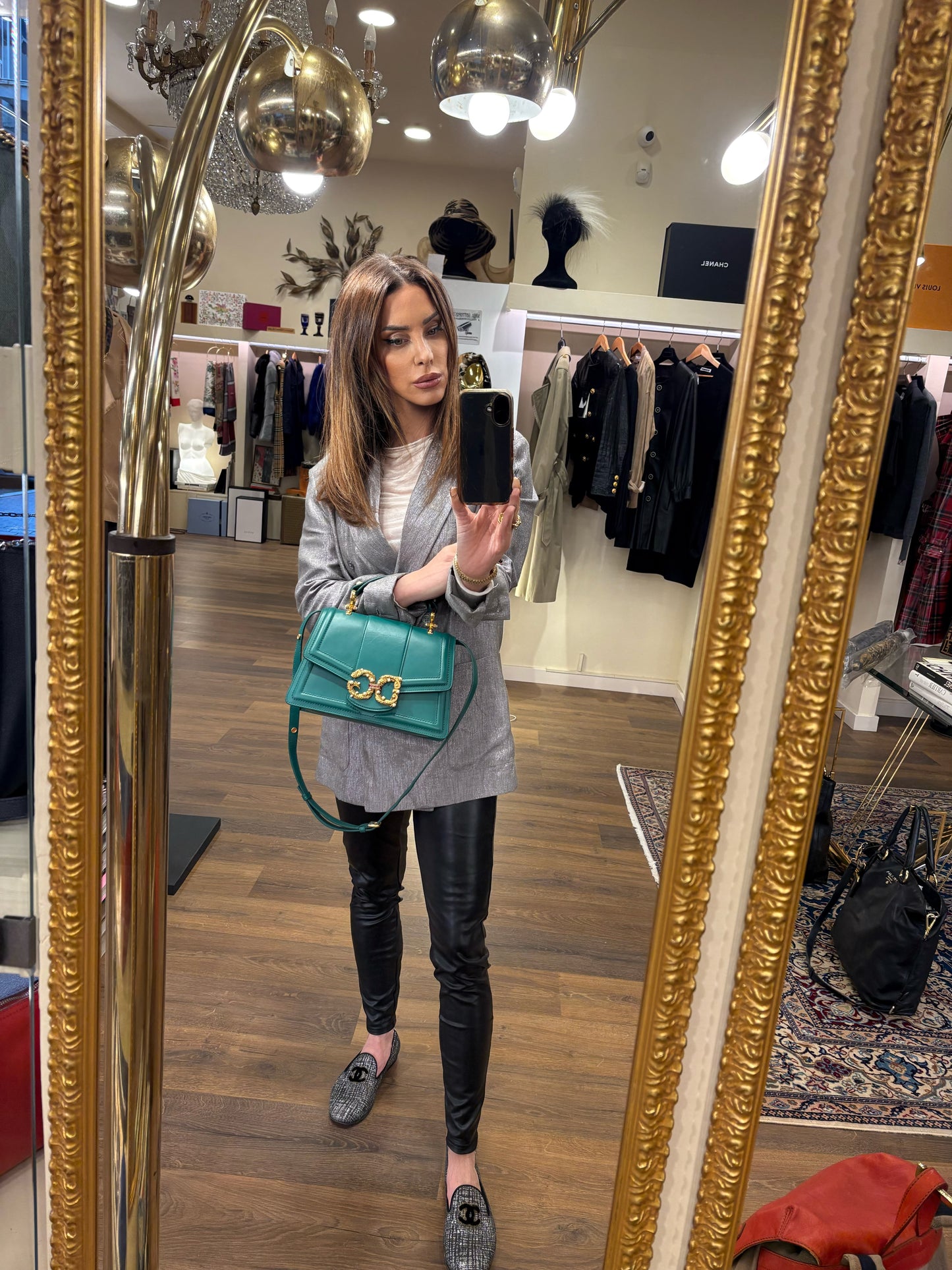 Dolce Gabbana borsa Amore small in vitello verde smeraldo