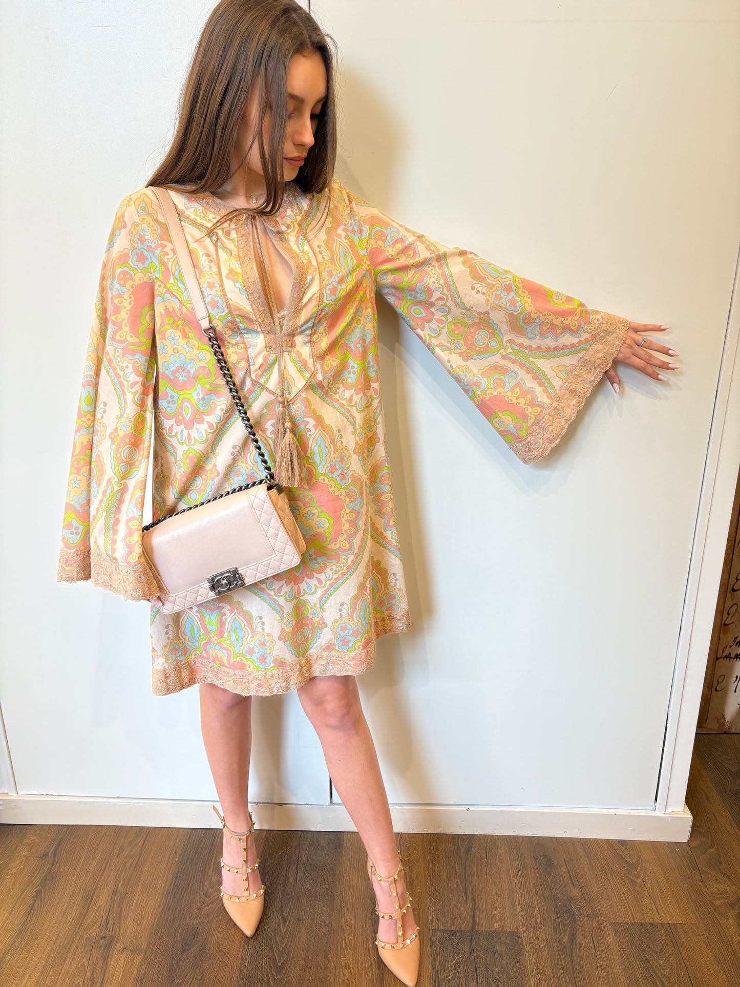 Gucci Kaftano in cotone stampato maniche ampie