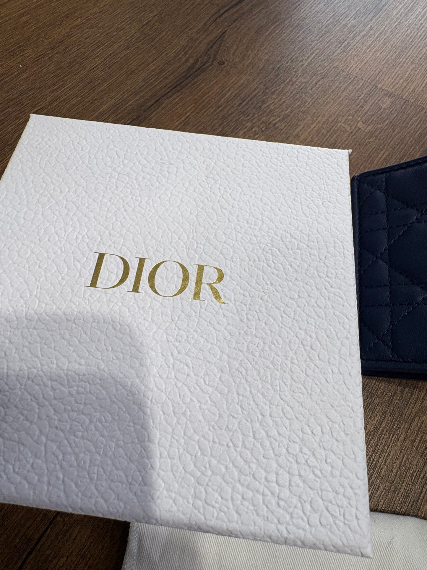 Dior portafoglio mini Gardenia  Lady in pelle di agnello cannage azzurro nuovo