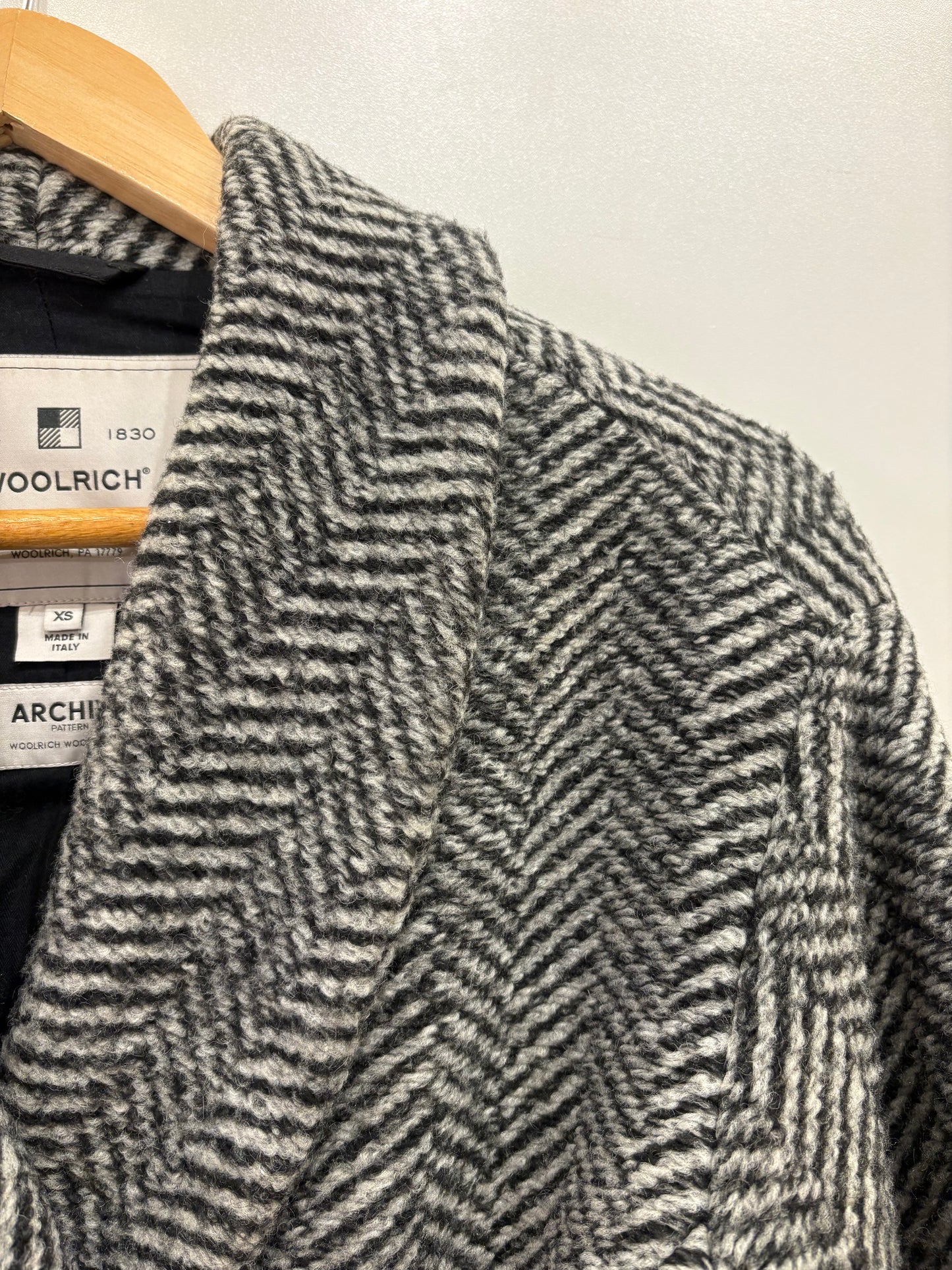 Woolrich cappottino tweed in lana resca doppio petto xs