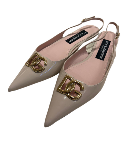 Dolce & Gabbana sling back pelle vernice rosa 38,5