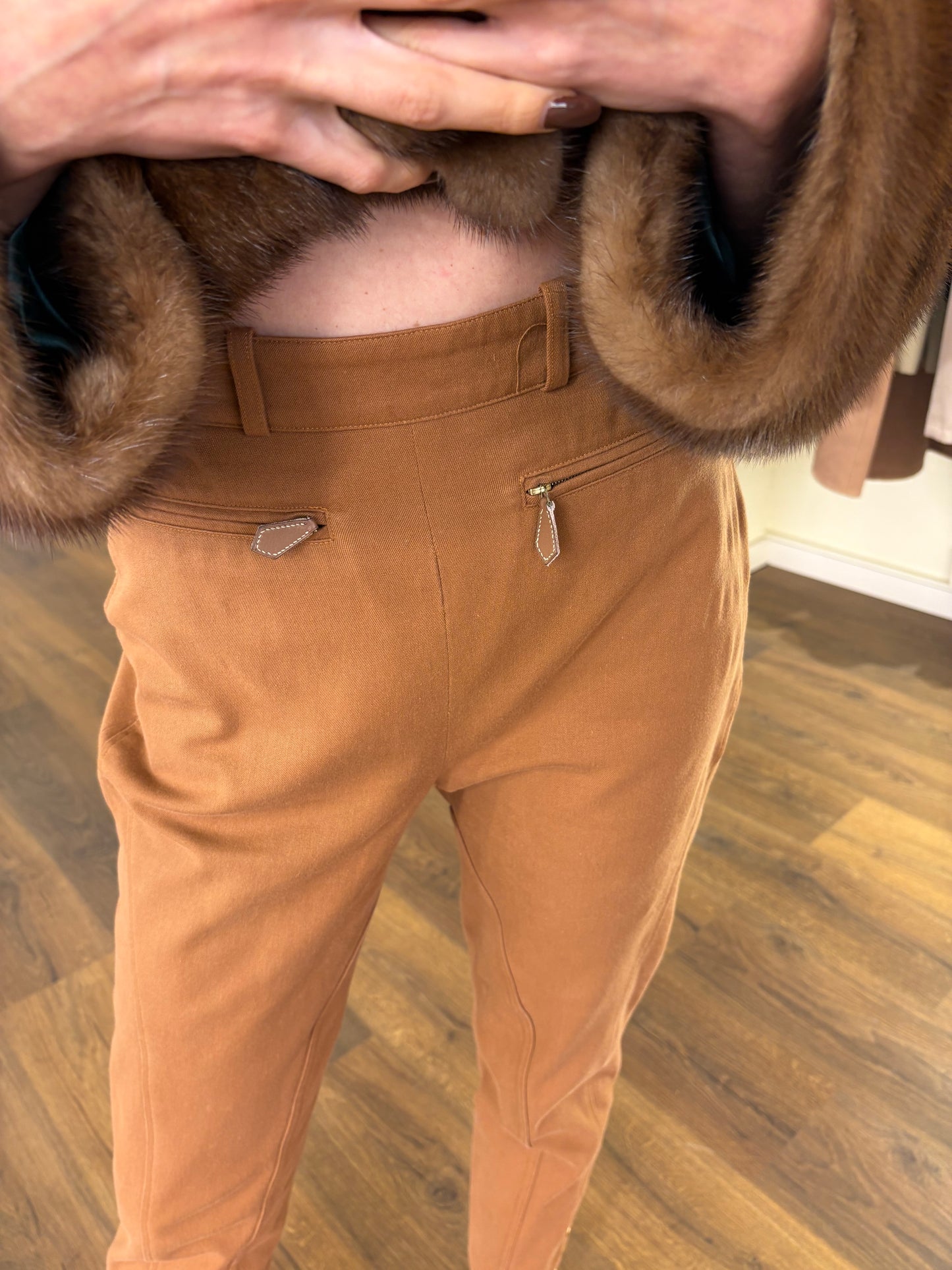 Hermès pantaloni cavallerizza cotone biscotto