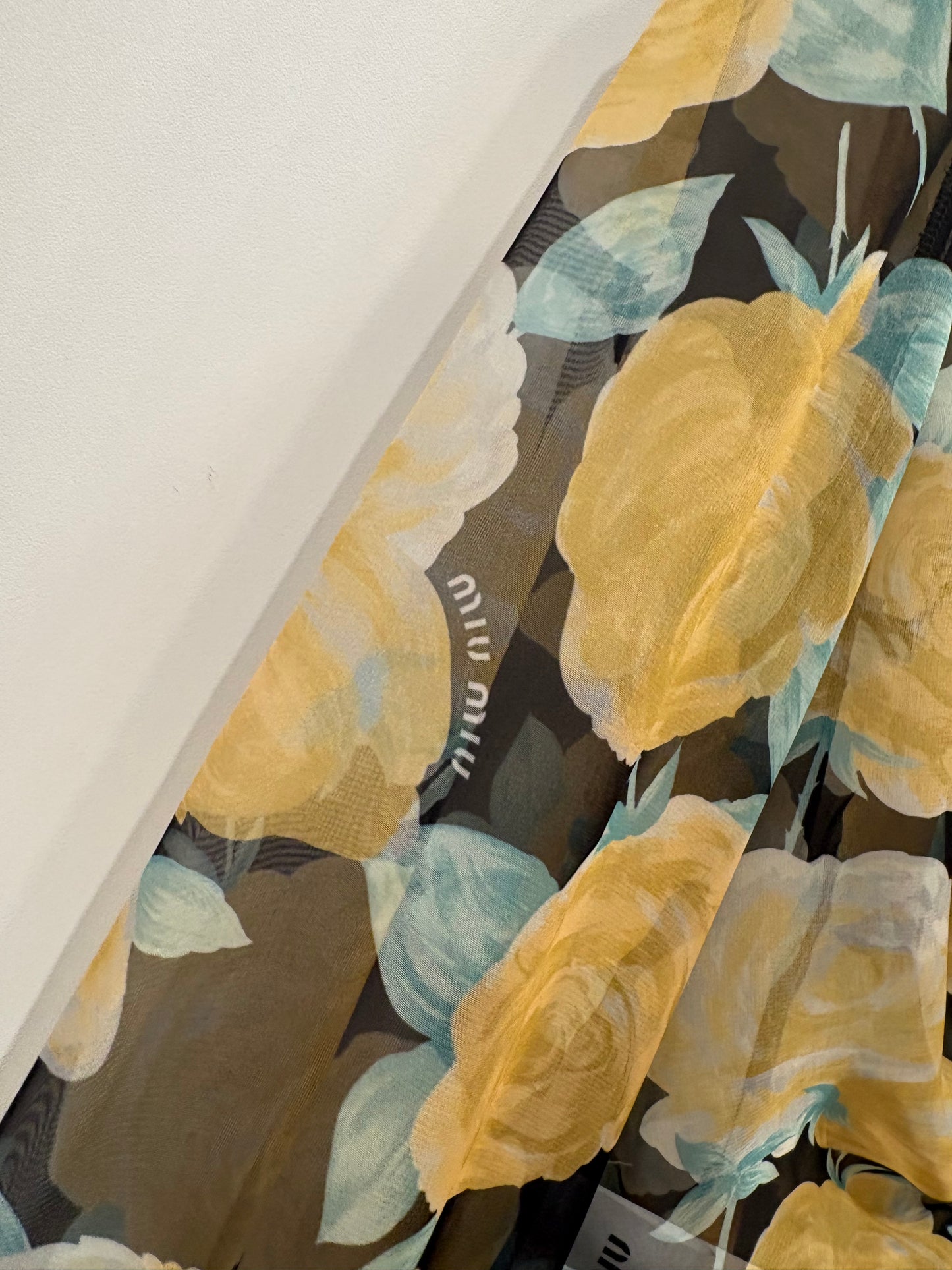 Miu Miu abito lungo georgette floreale con cristalli