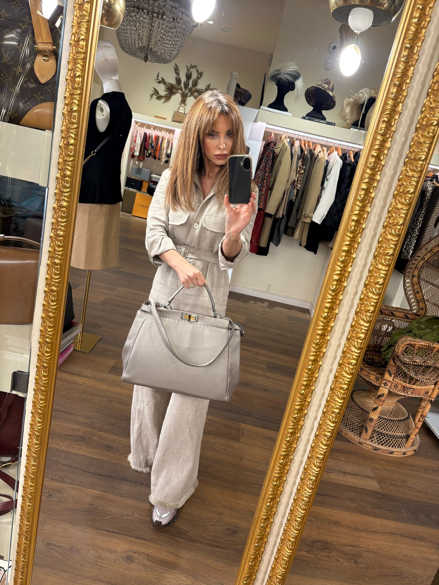 Fendi Peekaboo Selleria grigio / tortora