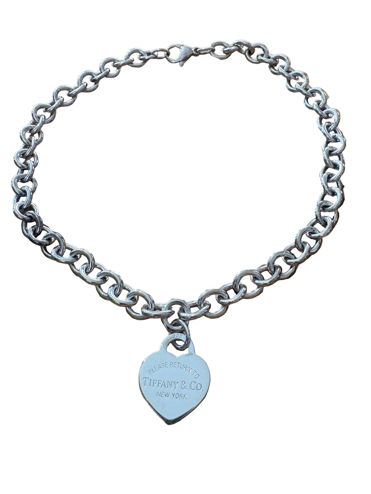 Collana Chain Link Heart Tag in argento