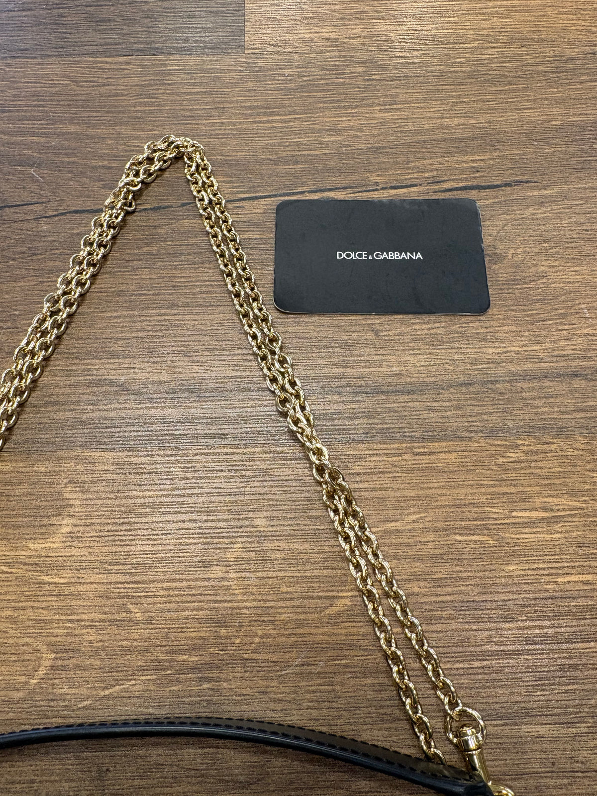 Dolce & Gabbana borsa 3.5 in pelle nera con catena . Nuova